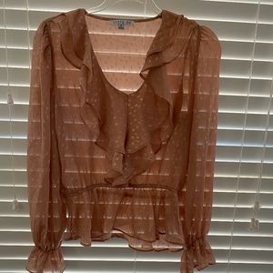 NWOT pink and gold ruffle blouse